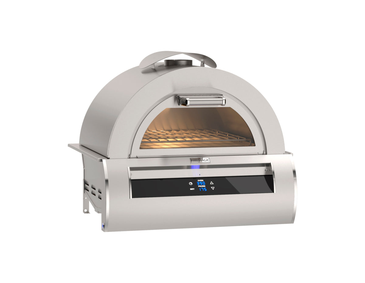 Fire Magic Echelon Diamond built-in pizza oven with black glass