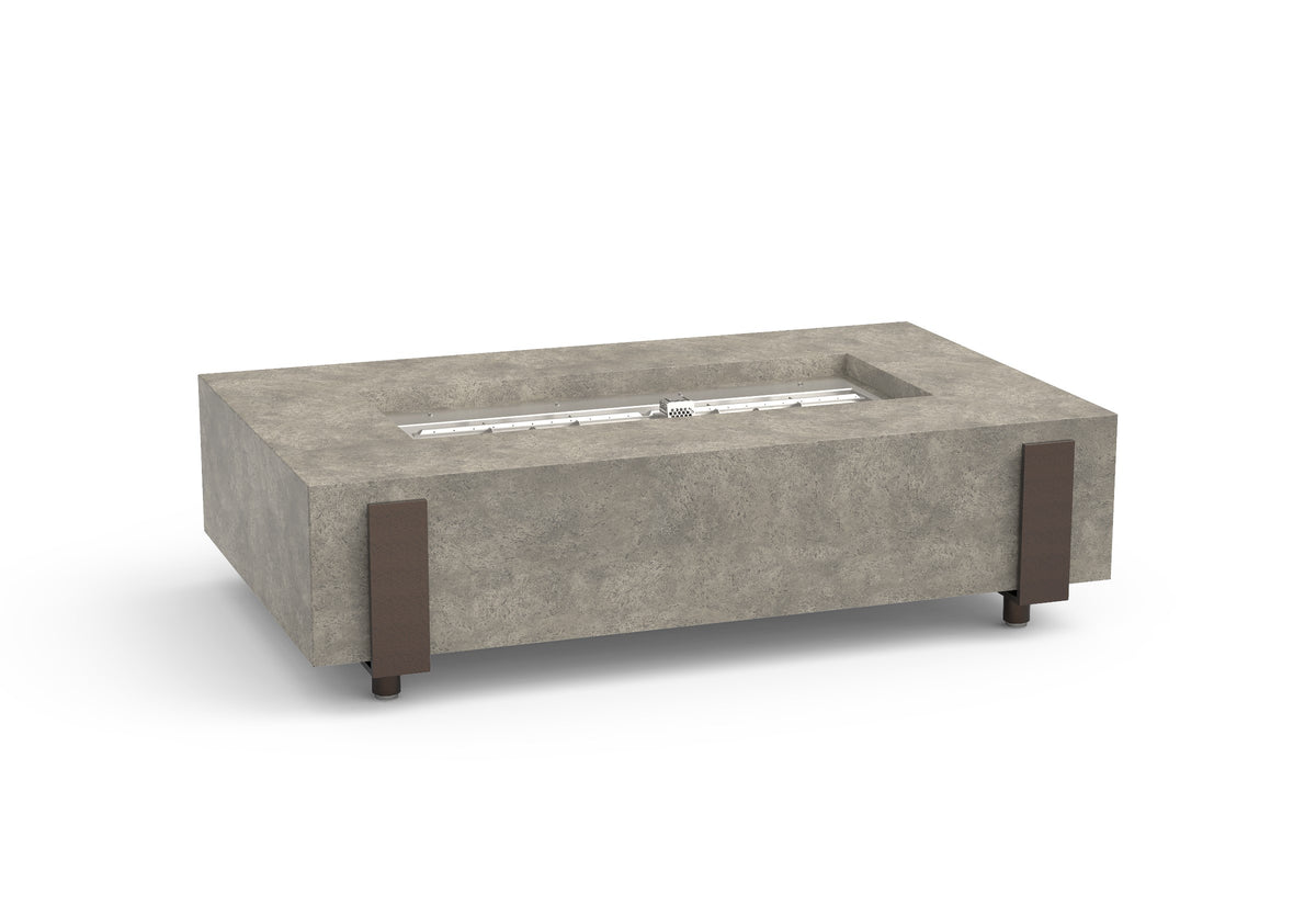 American Fyre Designs 60 inch Iron Saddle fire table in Light Basalt, model 580-LB-11