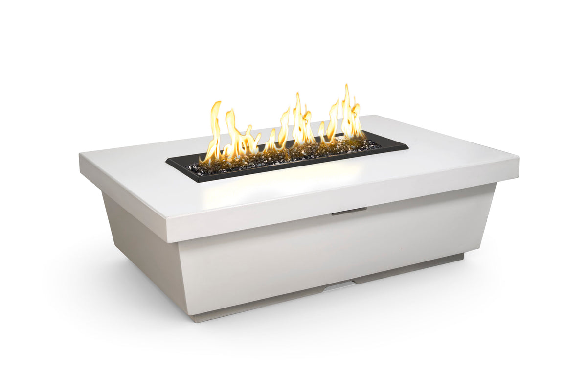 American Fyre Designs Contempo Rectangle Firetable in White Aspen GFRC finish