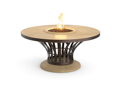 AFD Fiesta dining fire table in Cafe Blanco GFRC finish