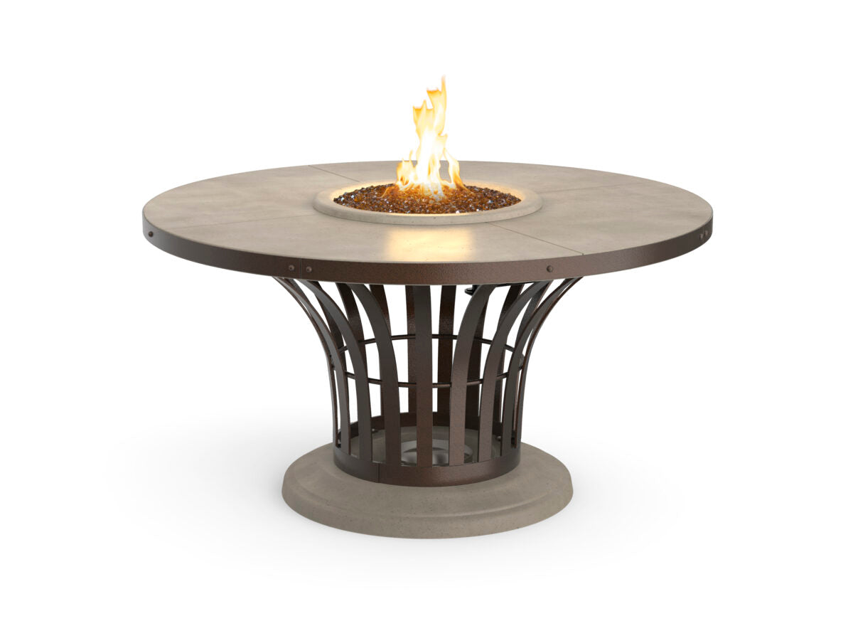 AFD Fiesta dining fire table in Smoke Gray GFRC finish