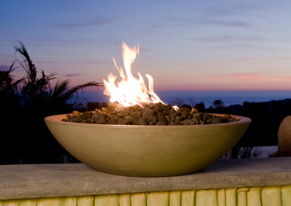 American Fyre Designs Marseille 32-inch GFRC fire bowl in outdoor setting