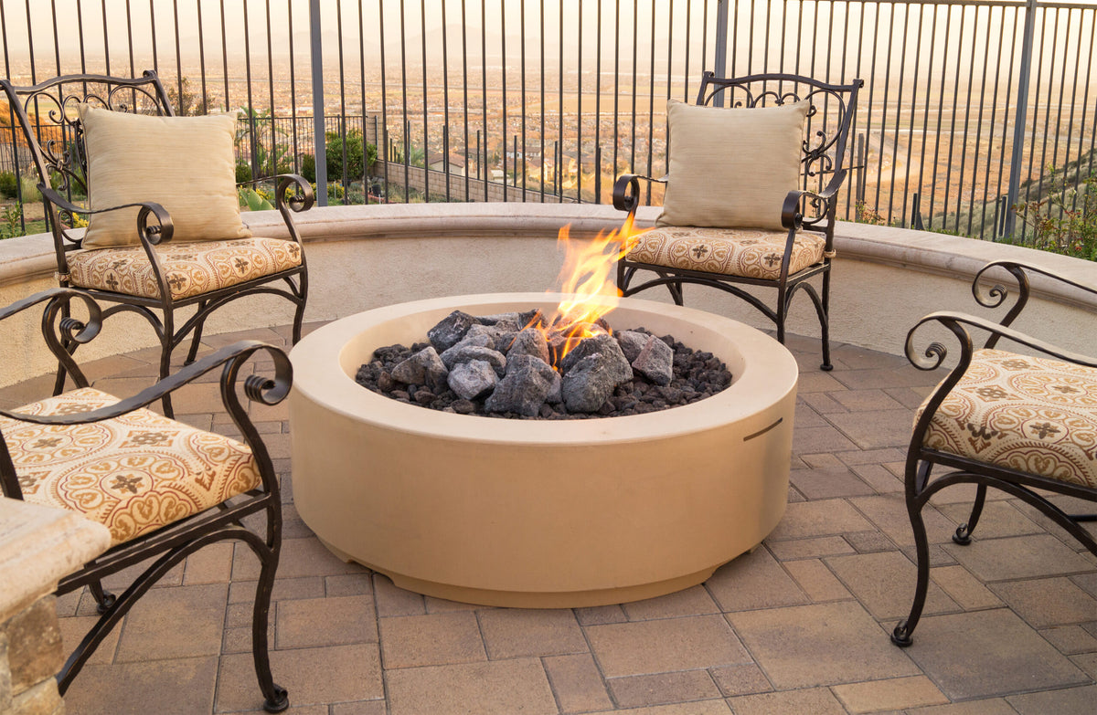 American Fyre Designs Louvre Round Fire Pit lifestyle shot