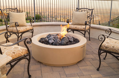 American Fyre Designs Louvre Round Fire Pit lifestyle shot