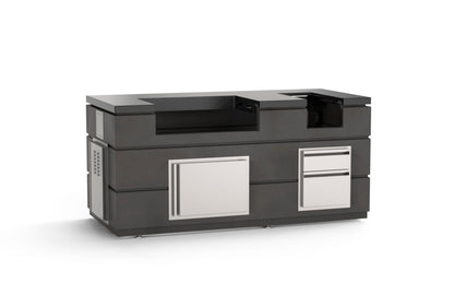 AOG 30-inch complete outdoor kitchen island in Black Lava finish — built-in grill, side burner, and storage