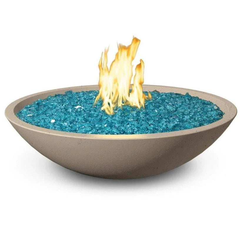 AFD Marseille 32-inch gas fire bowl in White Aspen GFRC finish