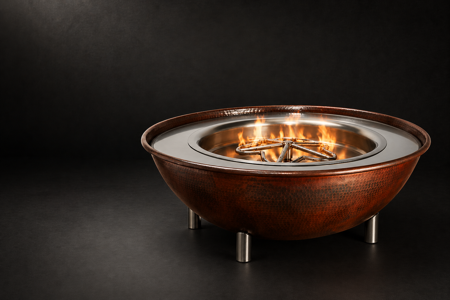 HPC Tempe copper fire bowl outdoor lifestyle view