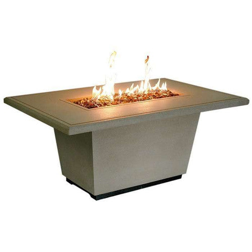 American Fyre Designs Cosmo Rectangle GFRC fire table on patio