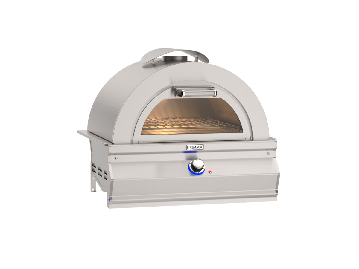 Fire Magic Aurora outdoor gas pizza oven in stainless steel