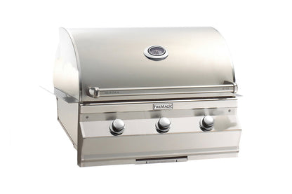 Fire Magic Aurora A540i built-in grill, closed hood, studio shot