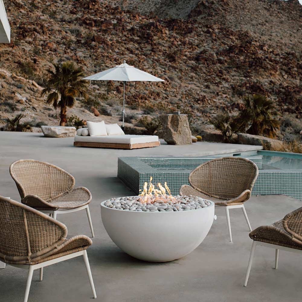 HPC Fire Dekko Serenade 40" Concrete Fire Bowl - patio lifestyle view