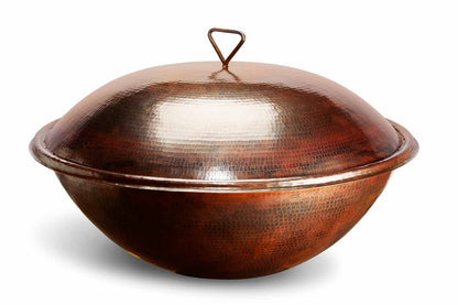 HPC Tempe 31-inch copper fire bowl with lid installed