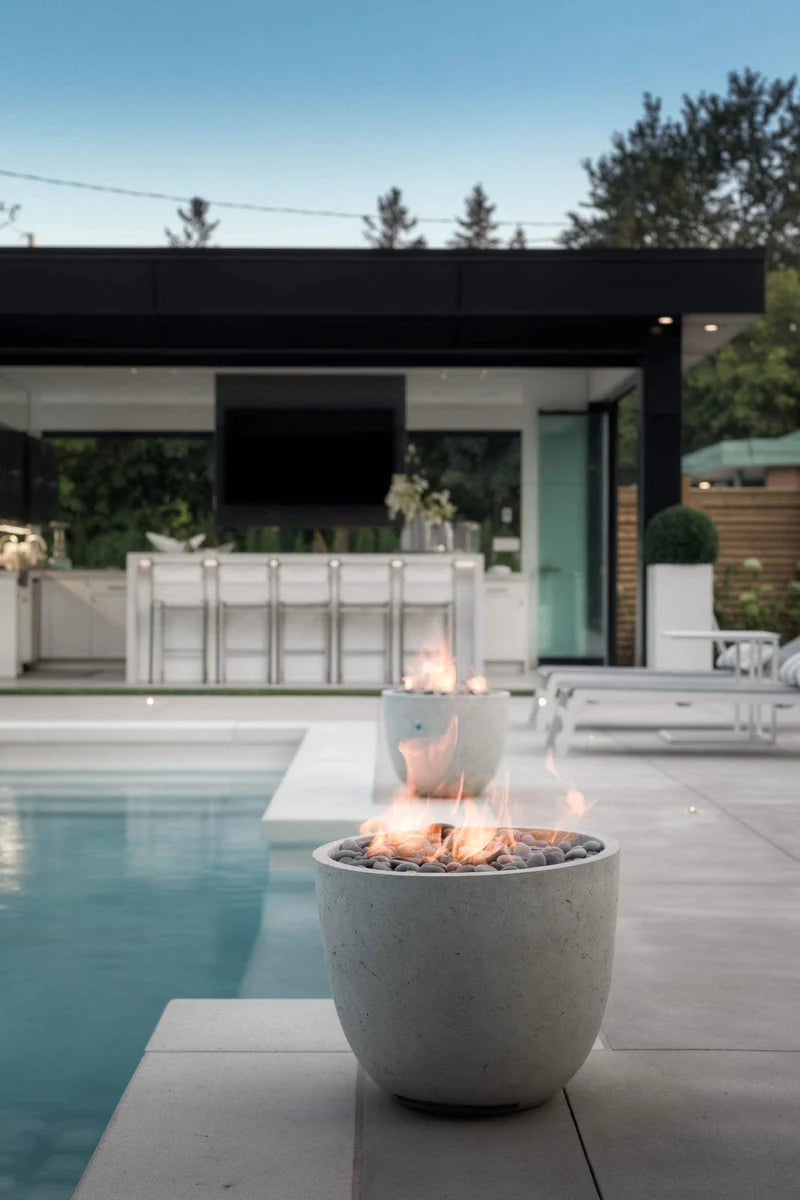 HPC Dekko Element concrete fire table angled view