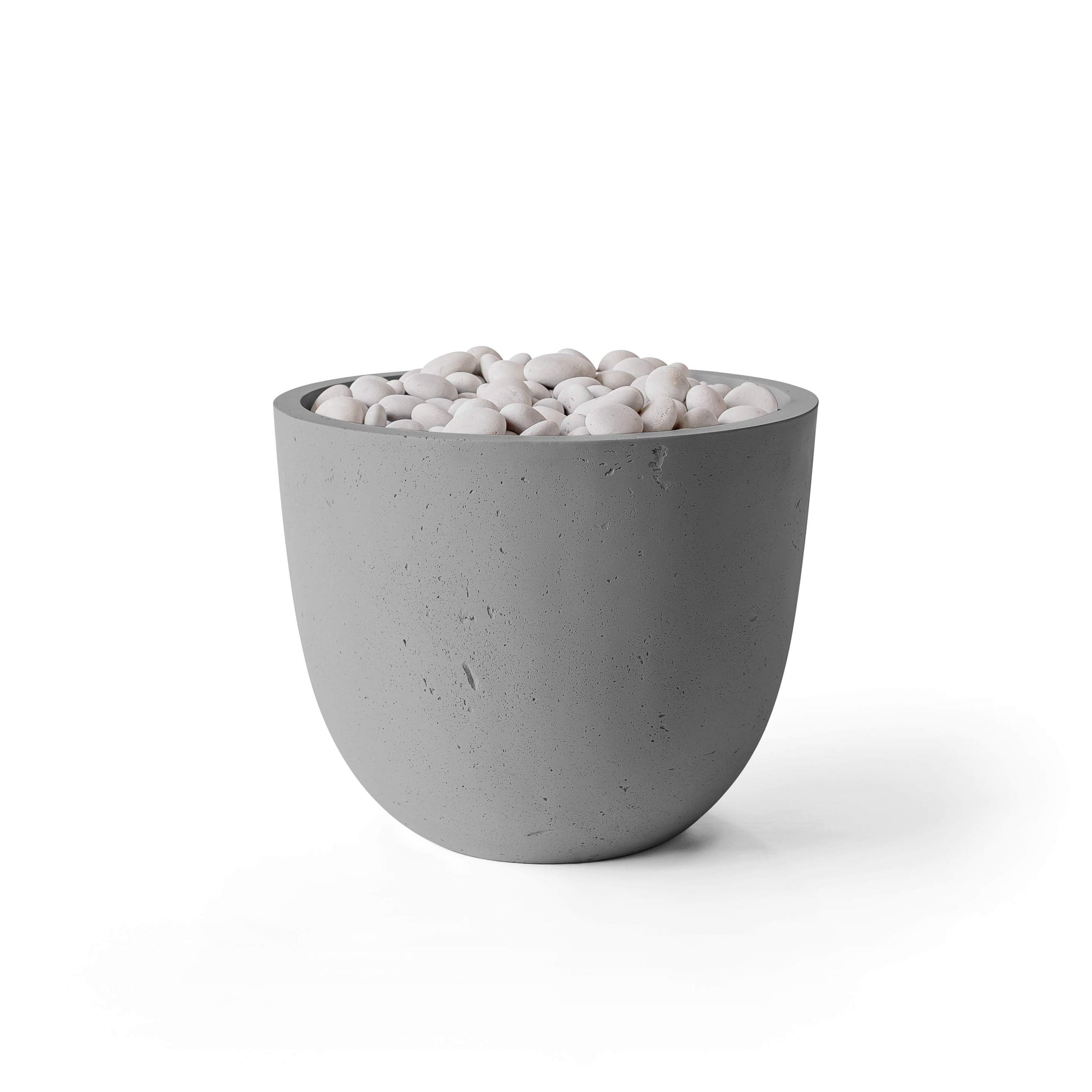 HPC Dekko Element fire table in Charcoal finish with Ivory Beach Stone inset