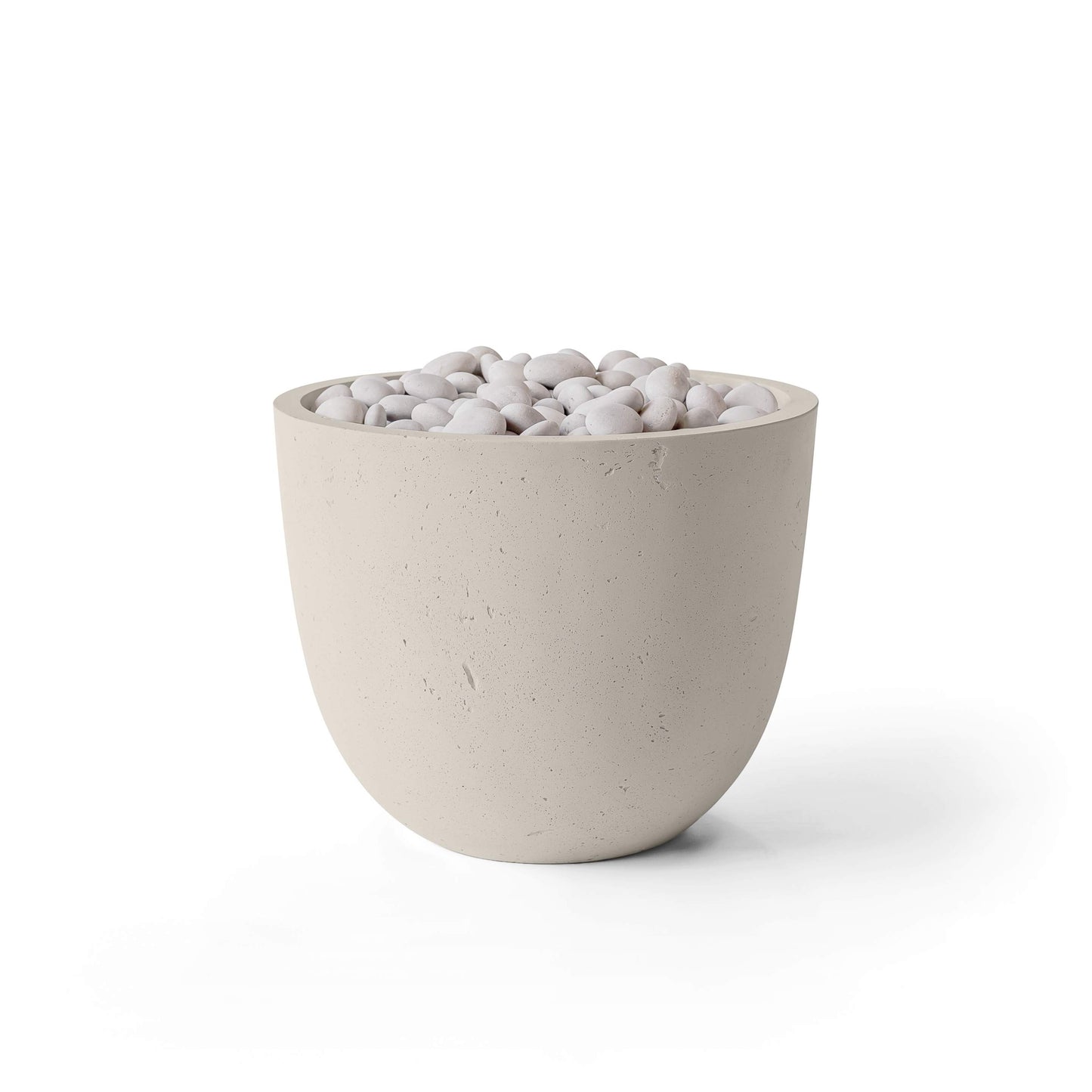 HPC Dekko Element fire table in Clay finish with Ivory Beach Stone inset