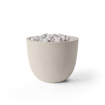 HPC Dekko Element fire table in Clay finish with Ivory Beach Stone inset